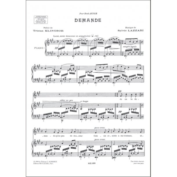 Demande : Pour Chant Et Piano